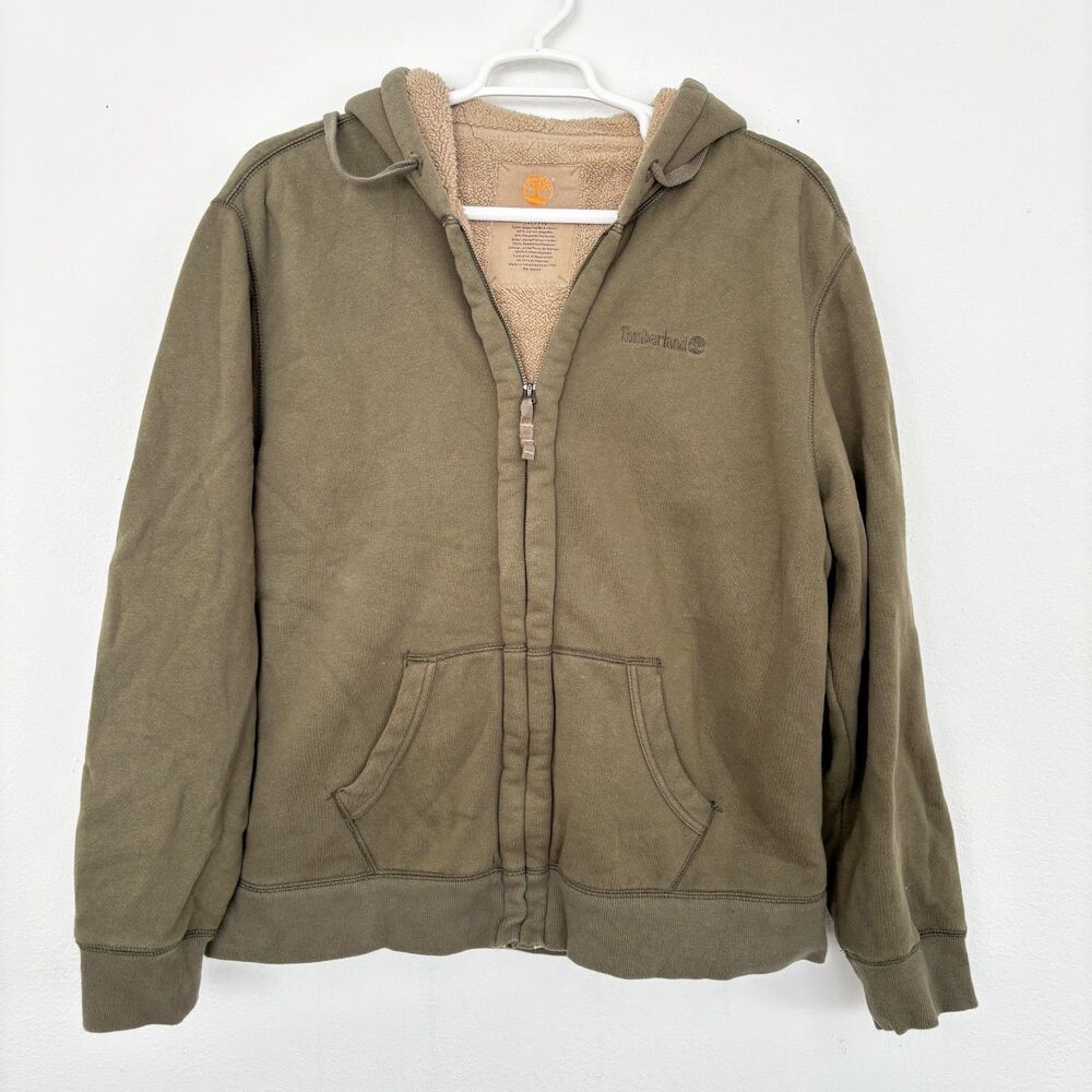 Vintage Timberland Mens Thick Y2K Full Zip Sherpa Lined Hoodie 2XL Casual